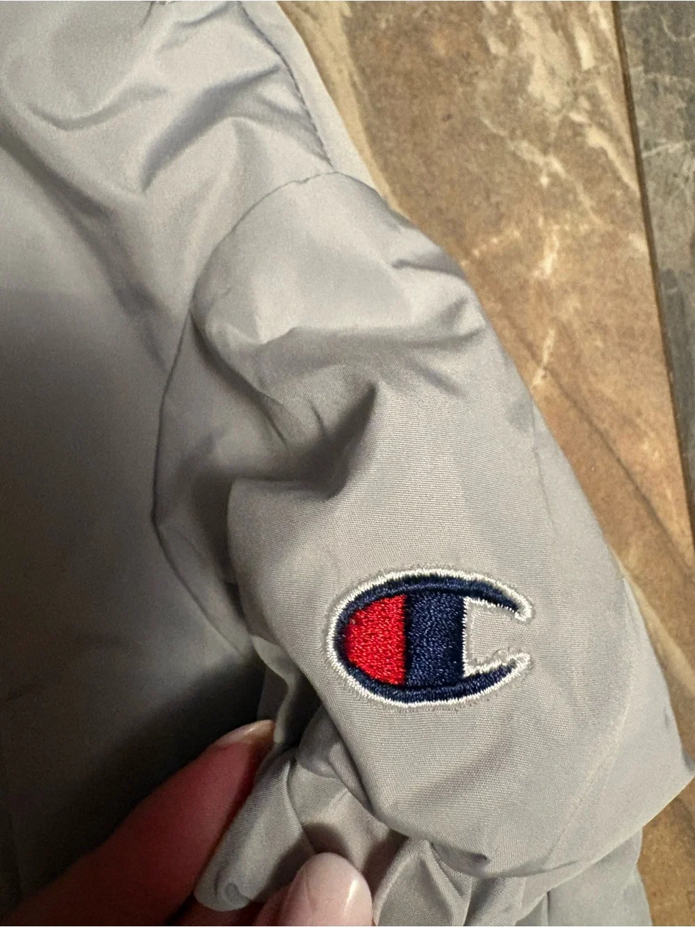 Champion Hooded Raincoat - Navy/Gray/Red